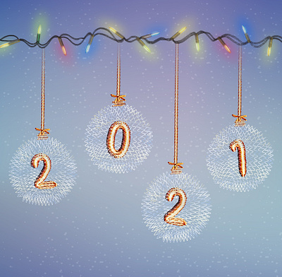 Happy 2021 2021 2021 design balls decoration decorative design design art drawing drawingart happy new year happy new year 2021 illustration lights vector winter xmas zigzag