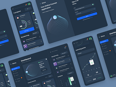 Onco V2 app chart charts colors course app design desktop app desktop design digital elearning elearning courses minimal mobile app mobile design online courses statistics ui ux web web design