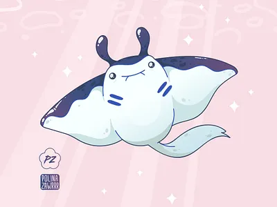 Mantine adobe illustrator character cute design illustration japan manta pokeball pokemon pokemon go stingray vector wacom watercolor