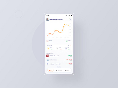 Stock Market App - Home page app app design app ui design bangalore dailyui design finance fintech india minimalist mobile app mobile design money mumbai stock market typography ui ui design uiux ux