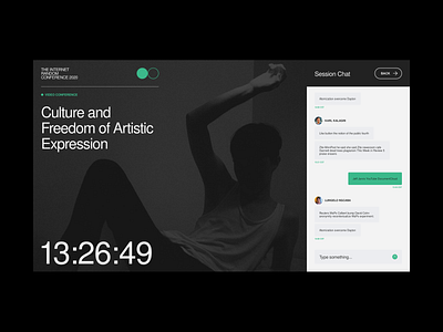 Web Conference - Detail Page branding chat concept conference countdown design exploration desktop editorial event green grid layout live live chat type ui video webdesign