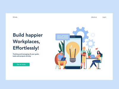 Landing page for Strively design flat illustration minimal typography ui ux vector web website