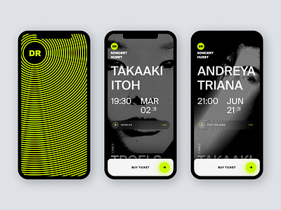 DR KoncertHuset | Event App Concept app branding clean design minimalism swiss design swiss style typography ui