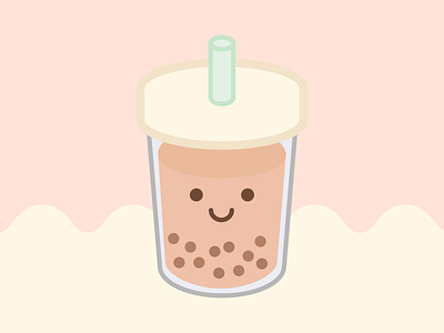 Happy Food Club: Milk Tea boba tea cute art food illustration illustrator milk tea pastel pearls