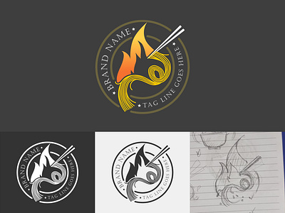 Fire Noodle Logo caporaider fire logo logodesign noodle vectors