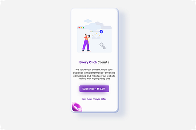 Ad Subscription Screen ads adsense daily 100 challenge daily ui dailyui dailyui26 dailyuichallenge design illustration minimal subscribe subscription ui ux