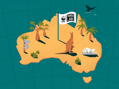 The birthplace of Panda Labs aussie australia australian bear continent cute illustration kengaroo koala koala bear nature panda panda labs sydney sydney opera house wwf
