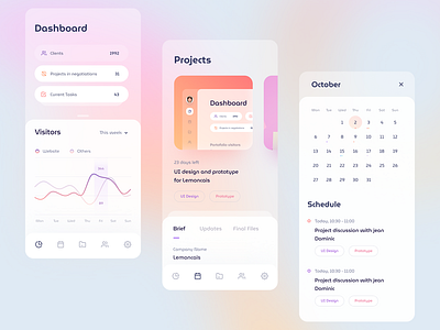 Project management Dashboard Mobile adobexd app branding design flat icon illustration inspiration ios management mobile modent product ui userxperience ux