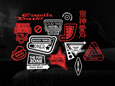 Camila Davi - brand badge set badge badge logo branding design distressed halftone icon logo patch patch logo retro signs typography