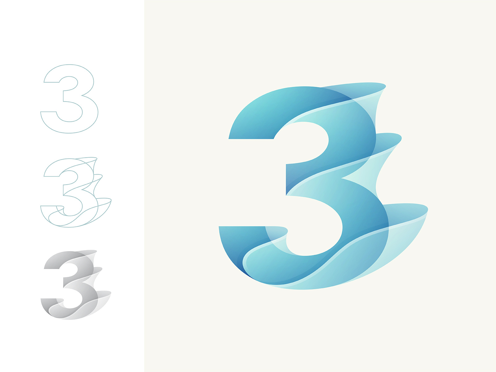 Example of 1 Number Gradient Logo
