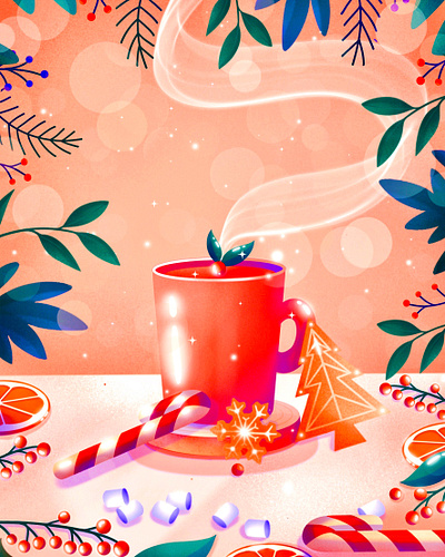 Tea Time christmas draw drawing drink illustration illustrator ipadpro procreate tea winter