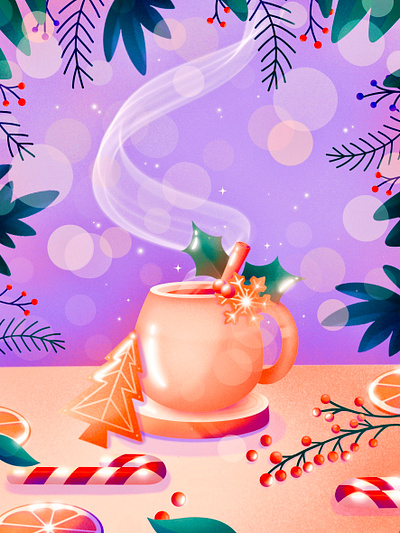 Tea Time 2 artwork christmas creation draw drawing flat design graphic design illustration illustrator ipadpro procreate winter