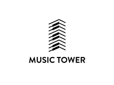MUSIC TOWER building design illustration logo logotype meaningfull logo music music app music art piano tower ui ux vector
