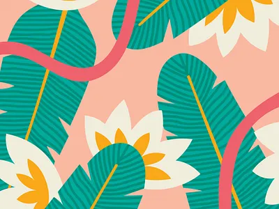 Close up of my digital art print titled "Bananaz" hand drawn handdrawn illustration pattern pattern design plant pattern plants procreate tropical pattern