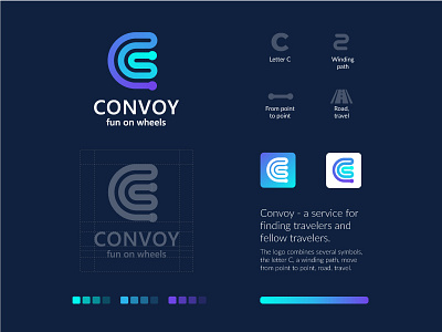 Convoy logo design. (v1) app branding flat geometric identity lettering logo visual identity