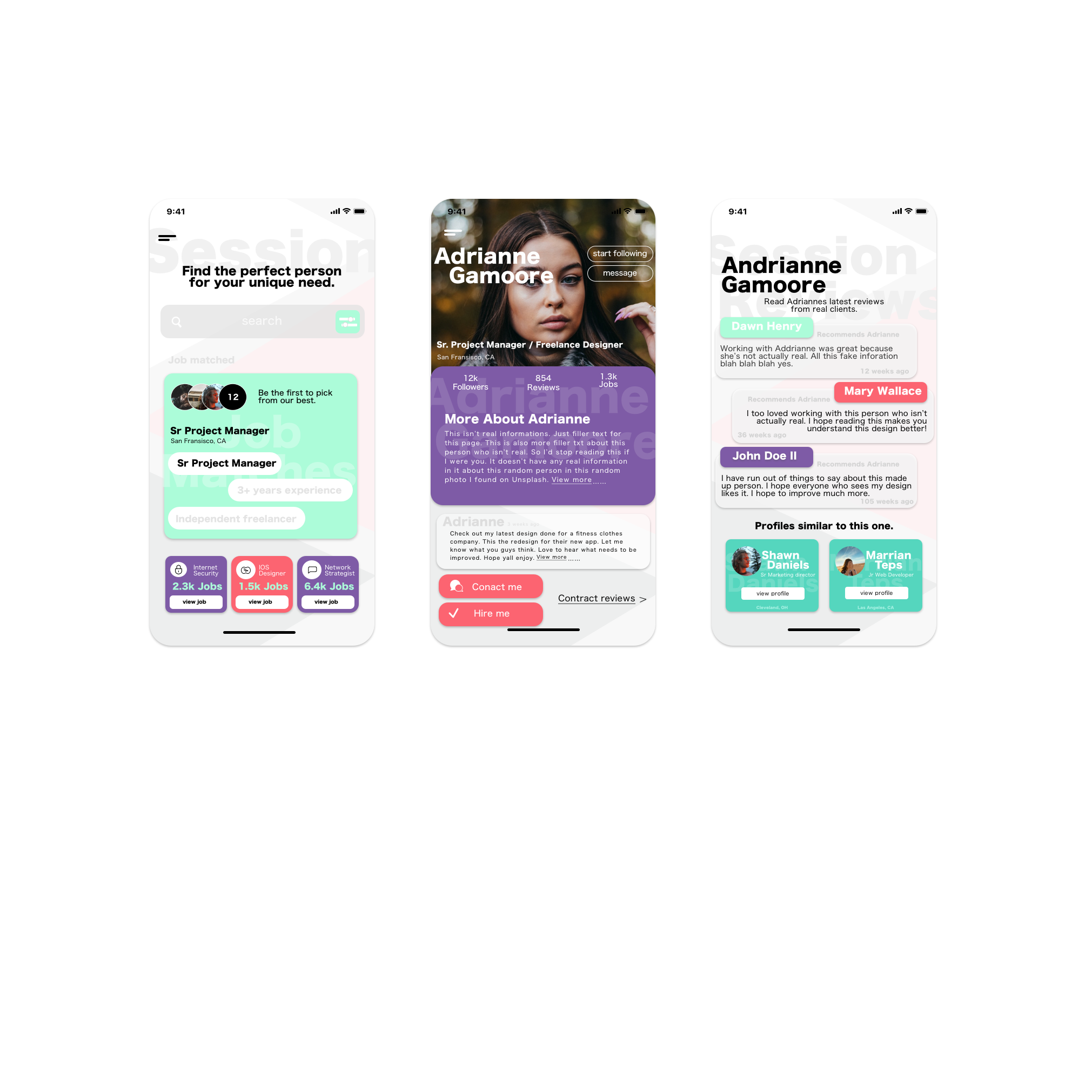 Example of Portfolio App Design / Light Mode Part 1