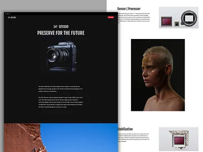 Fuji GFX100 Landing Page 3d design minimal ui uiux uiuxdesign ux webdesign