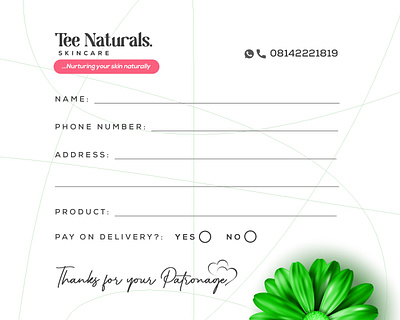 Tee Naturals - delivery card 3d animation branding card delivery design graphic design illustration logo motion graphics naturals tee ui ux vector