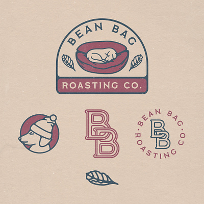 Bean Bag Roasting Company Branding badge beans brand identity branding coffee coffeeshop design dog illustration logo puppy