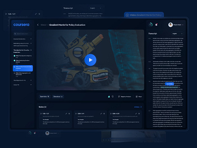 Coursera - Video page redesign Concept course coursera dark design figma glassmorphism online online course ui ui ux video player webdesign