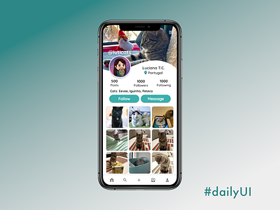 Daily UI 006 cats dailyui dailyui 006 dailyuichallenge mobile ui mobiledesign userprofile