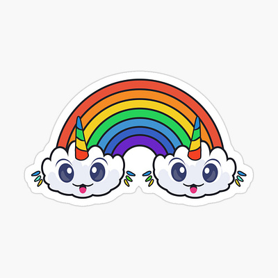 Kids Rainbow sticker. Unicorn clouds. Lgbt sticker, tshirt, flag anime art clouds cute good vibes kawaii kids lgbt love is love magic positive pride rainbow sticker unicorn unicorns