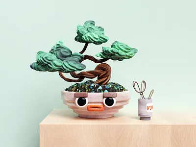 Bonsai Guy 3d abstract bonsai c4d eyes illustration japan plant surreal tree