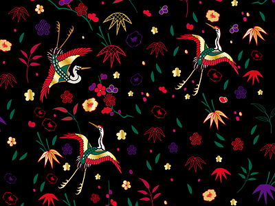 cranes flight branding cherryblossom cranes design fashion illustration flowers flowers dubai illustration illustrator leggings leggingsaddict leggingsport retro tshirt art vector vintage visual art
