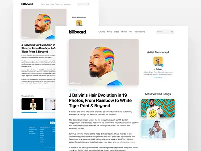 Billboard Site Custom Page Concept article billboard billboard design blog clean ui custom minimal musician page singer
