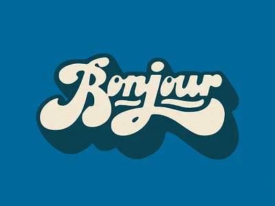 Bonjour! (Blue Version) adobe illustrator branding design illustration lettering logo procreate type typography vector wordmark