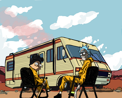 Breaking bad x Rick and Morty adobe photoshop breakingbad digital digital art digitalilustration illustration poster rick and morty rickandmorty