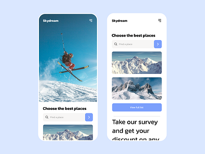 Skydream: A Ski Resort Mobile App alps challenge desgin design ice mobile app mountains redesign ski ski resort ski sports ui ui design uidesign ux