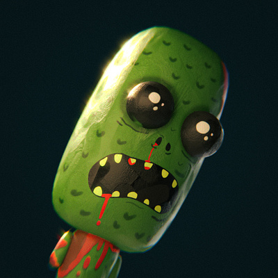 Watermelon Zombie Dude 3d 3d art animation blender3d branding cartoon cinema4d design graphic design illustration minimal model