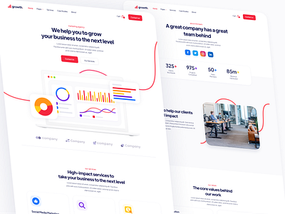 Web Design | Growth - Agency Webflow Template agency analytics chart digital marketing growth home homepage landing landing page landingpage marketing seo social media web web design webdesign webflow website