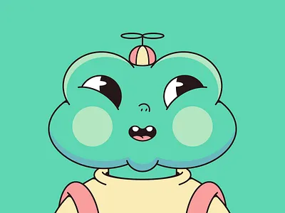 Baby Frog baby character character design cute cute animal cute illustration flat frog illustration propeller beanie