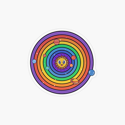 LGBT Rainbow Solarsystem sticker, tshirt, gift, flag. Space colorful good vibes kids lesbian lgbt lgbtq planet planets positive pride pride flag rainbow solar system space sticker sun