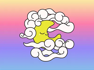 Moon cresentmoon vector vectorillustration yogicats