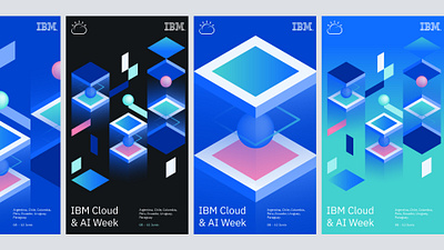 IBM cloud ai week visual identity proposal circle clean cloud data digital event geometric gradient ibm isometric technology