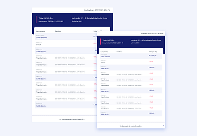 Extrato Bancário app design ui ux web