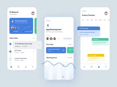Project Management App analysis app calander clean design minimal mobile ui project management project management app saas app statistics task task management ui ux