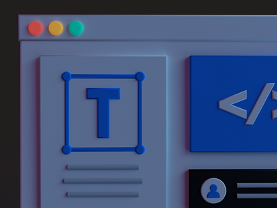 Website 3D Render | Dark 3d 3d design 3d designer adobe dimension blender blender3d browser dark web web element web elements web ui