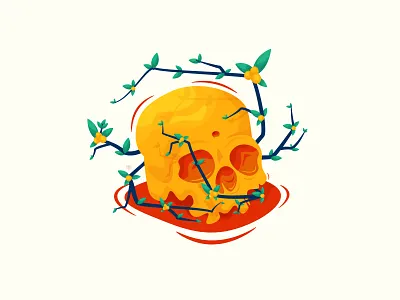 OLD SKULL art berries cartoon characterdesign design draw forest freehandvector graphic grass illustration illustrator skull skull art typodix vector vector art vector illustration vectorart wood