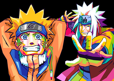 Naruto and Jiraiya Wpap Pop Art amazing anime arts coreldraw film itachi japan japanese jiraiya manga movie naruto onepiece pop art sasuke vector wpap