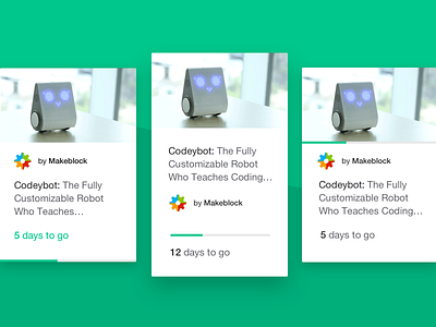 kickstarter project card explorations design ui