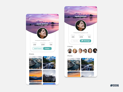 User Profile - Photo App #DailyUI app card dailyui dailyuichallenge design flat graphic design minimal photography profile social media design socialmedia ui user profile ux