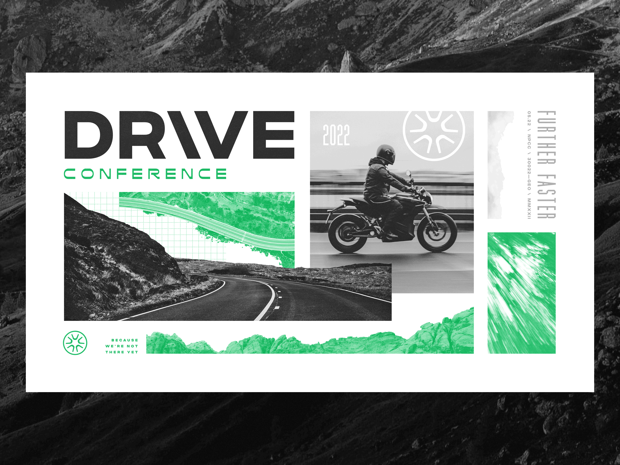 Drive Conference Key Art 2022 branding collage conference drive event grid key art logo motorcycle mountains roads screen print