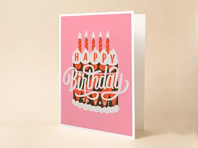 Patterned Cake Birthday Card Concept art licensing birthday birthday cake birthday card cake candles design happy birthday lettering lettering art type type art