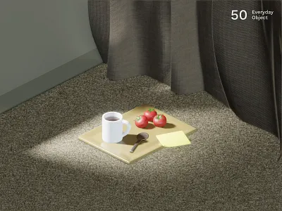 Still life 19 | Everyday object 3d breakfast illustration room shadow still life sunshine