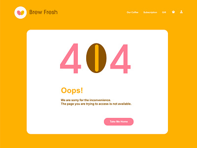 Brew Fresh UI Design: Design a 404 page branding daily 008 dailyui dailyuichallenge dailyuiux graphic design icon illustration ux web website