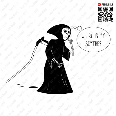 Where is my scythe design haloween illustration vector